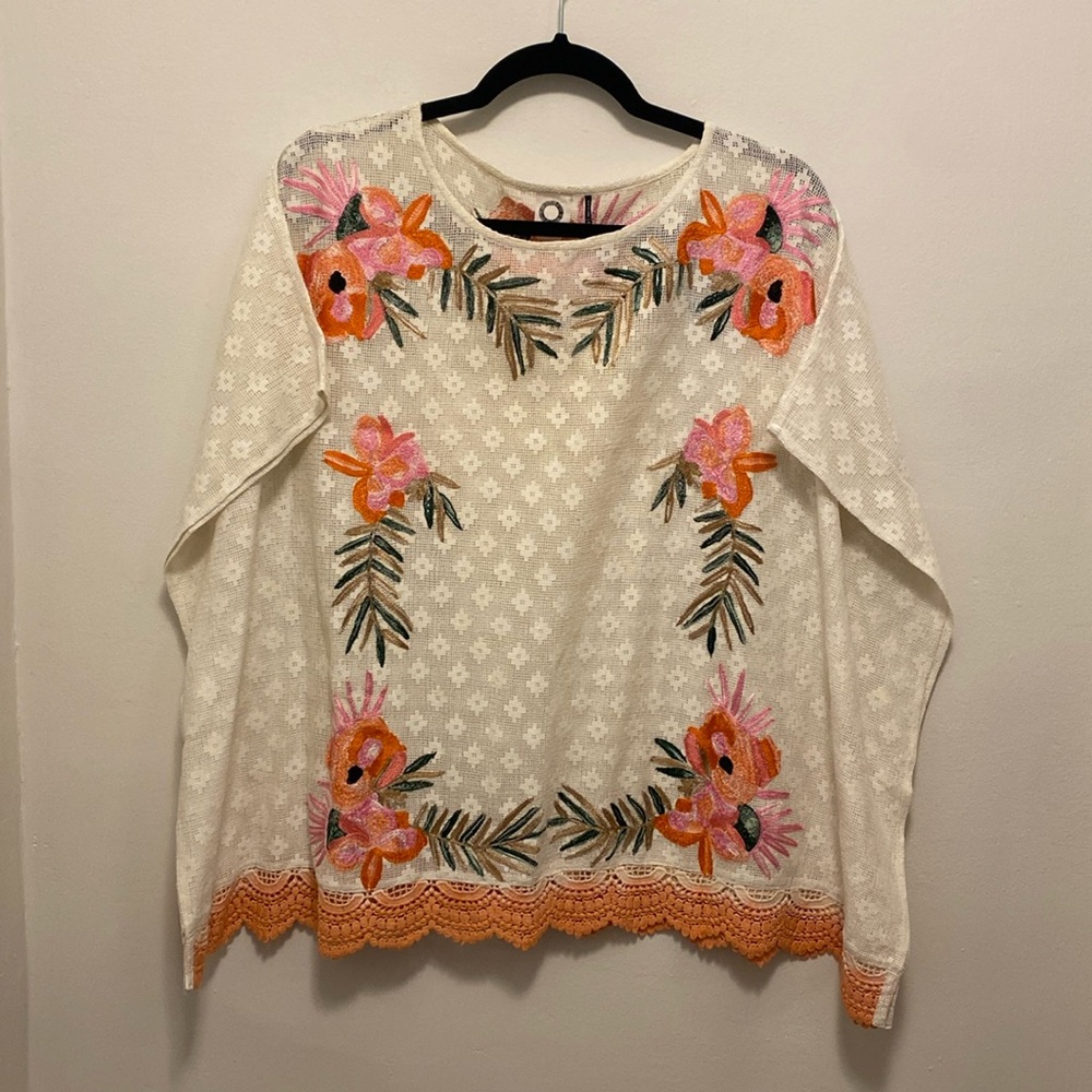 Anthropologie Akemi + Kin Embroidered Top